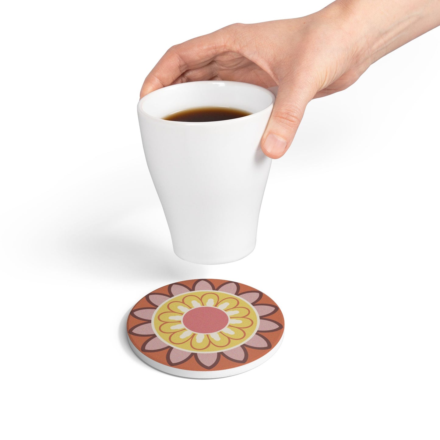 Floral Ceramic Coaster - Vibrant Drink Coaster for Home Décor and Gifts