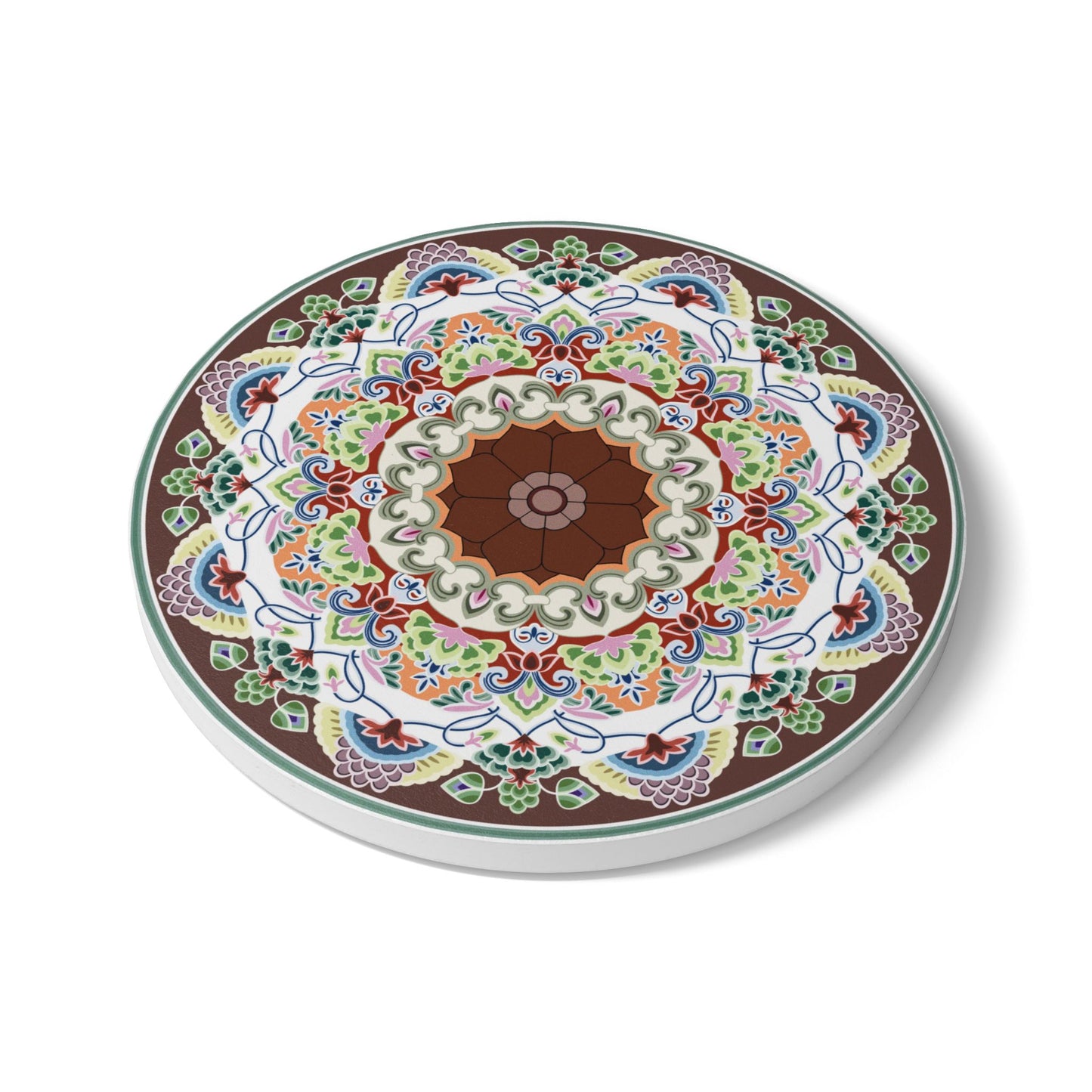 Decorative Ceramic Coaster with Intricate Mandala Design - Perfect for Home Décor, Gifts & Special Occasions