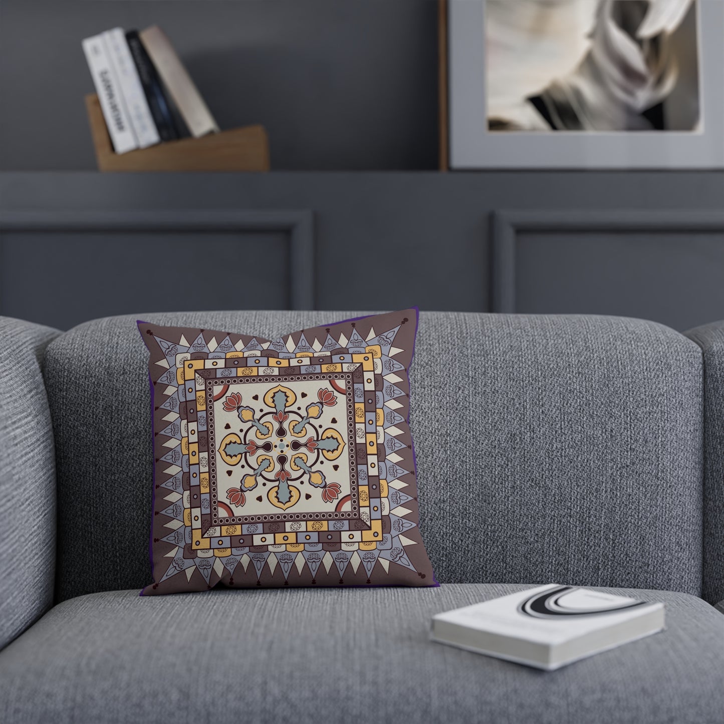 Decorative Cushion with Ornate Motif Design