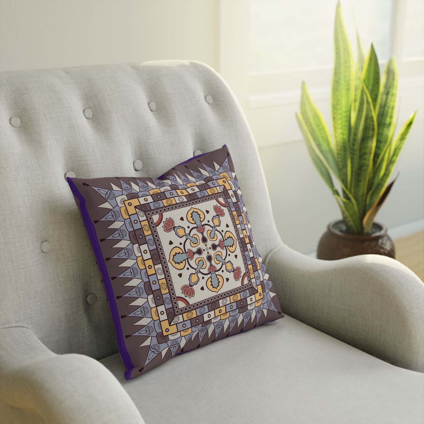 Decorative Cushion with Ornate Motif Design