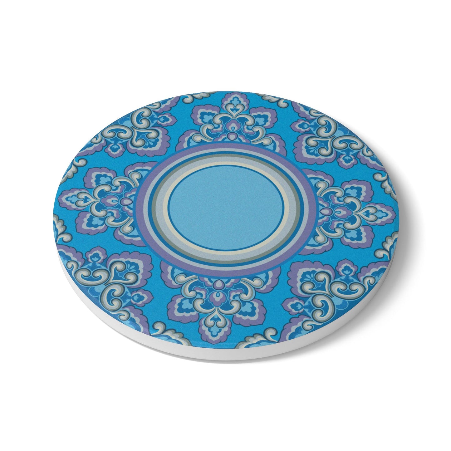 Elegant Blue Floral Ceramic Coaster - Stylish Drinkware Accessory for Home Decor