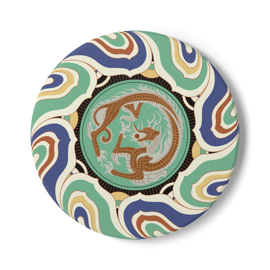 Artistic Ceramic Coaster with Dragon Design - Perfect for Home Decor and Gift Giving