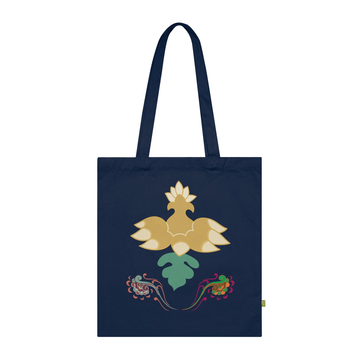 Artistic Organic Cotton Tote Bag with  Flying Horse & Floral Designs