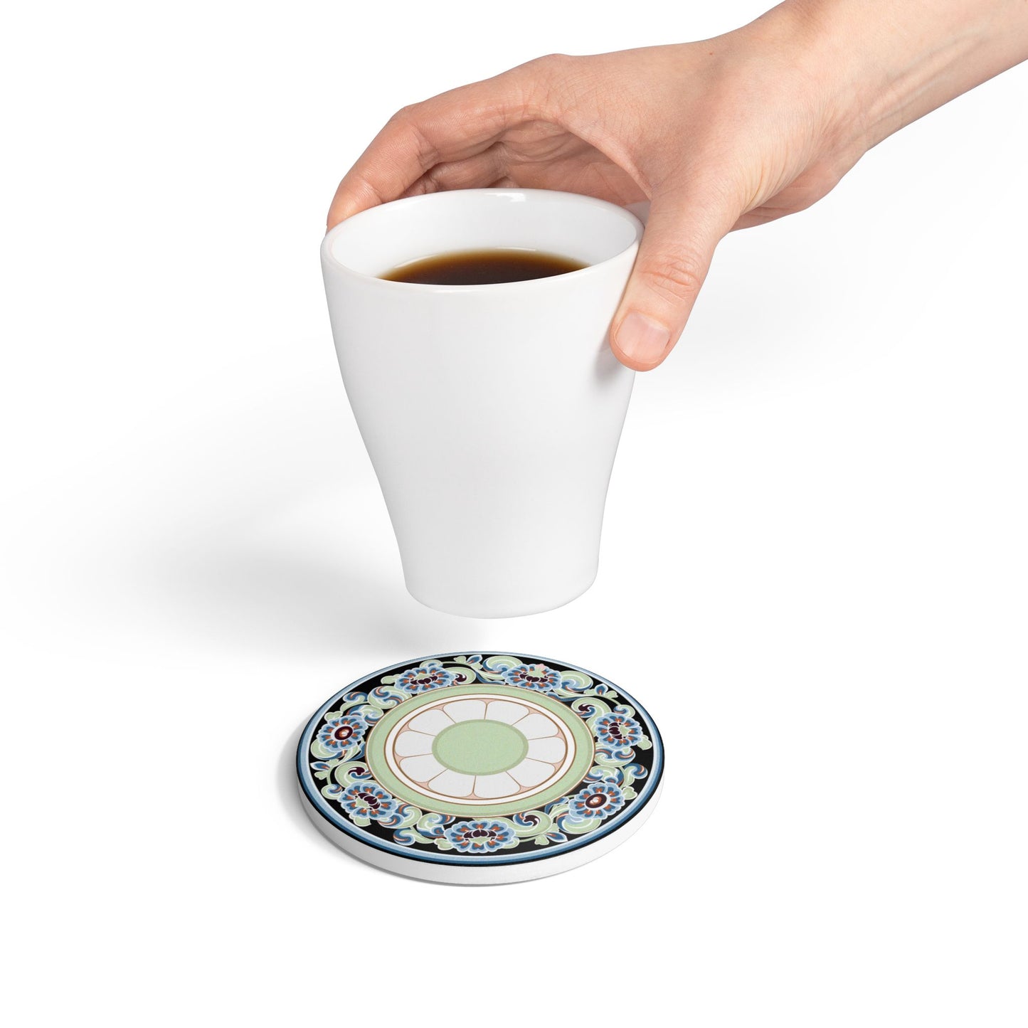 Elegant Floral Ceramic Coaster - Perfect for Home Decor & Entertaining