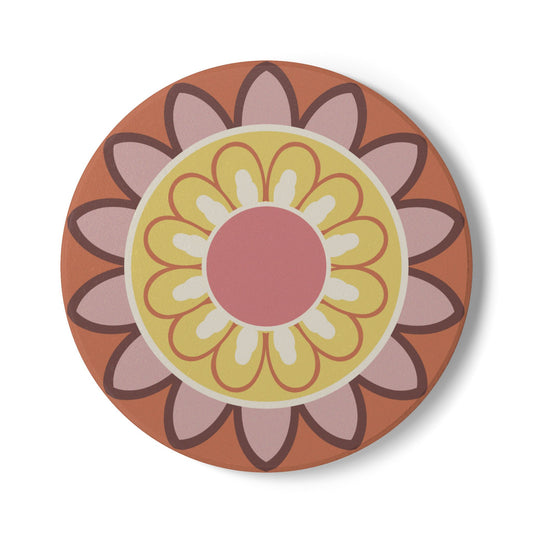 Floral Ceramic Coaster - Vibrant Drink Coaster for Home Décor and Gifts