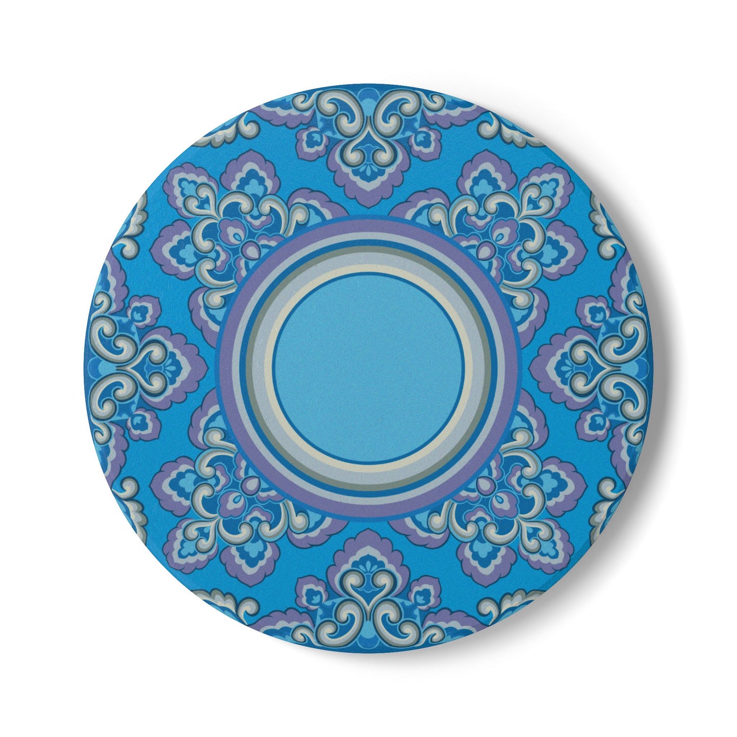 Elegant Blue Floral Ceramic Coaster - Stylish Drinkware Accessory for Home Decor