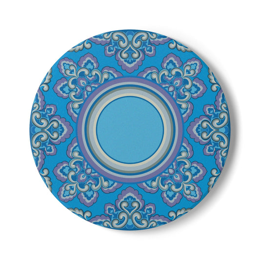 Elegant Blue Floral Ceramic Coaster - Stylish Drinkware Accessory for Home Decor